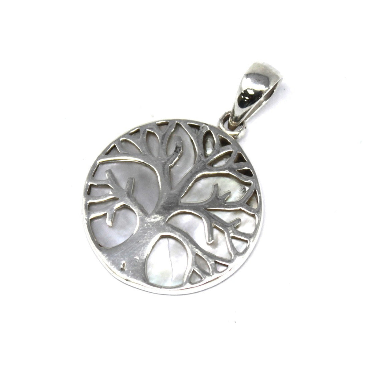 Tree of Life Pendant – 22mm Silver with Mother of Pearl