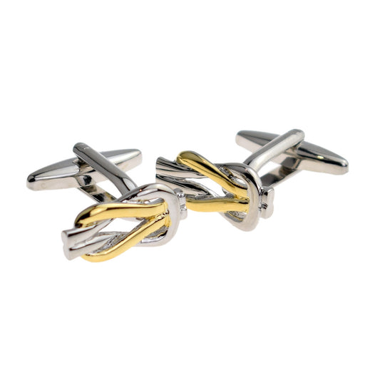Two Tone Golden & Silver Reef Knot Cufflinks | Ashton and Finch