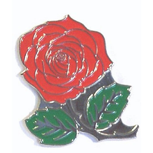 Red English Rose Flower Metal Enamel Lapel Pin Badge
