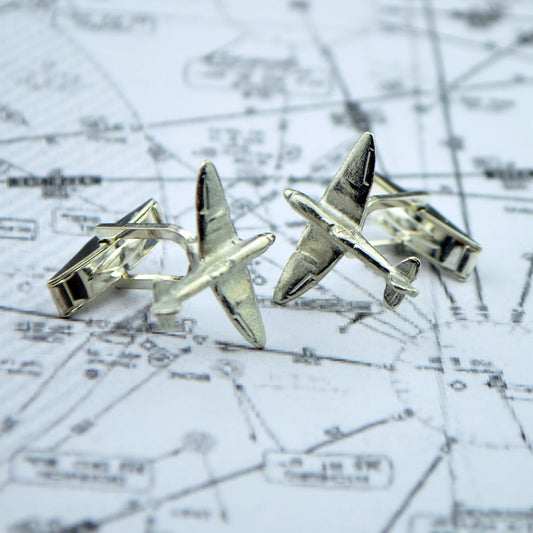 English Made Spitfire Fighter Plane Aeroplane Aircraft Pilots Pewter Cufflinks | Ashton and Finch