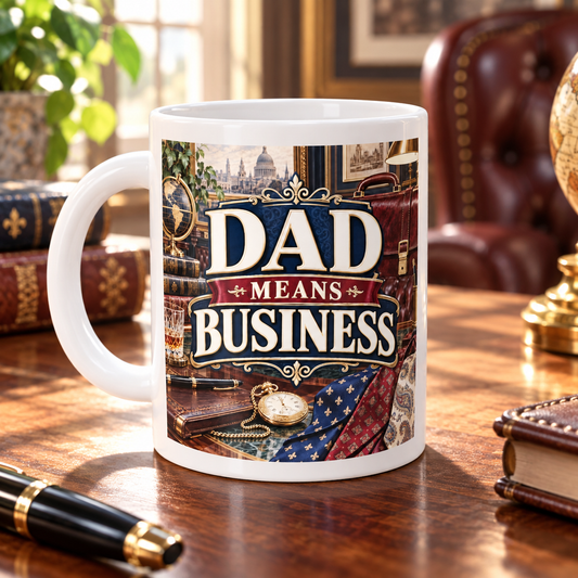 Dad Means Business – Vintage Ties Mug — front design