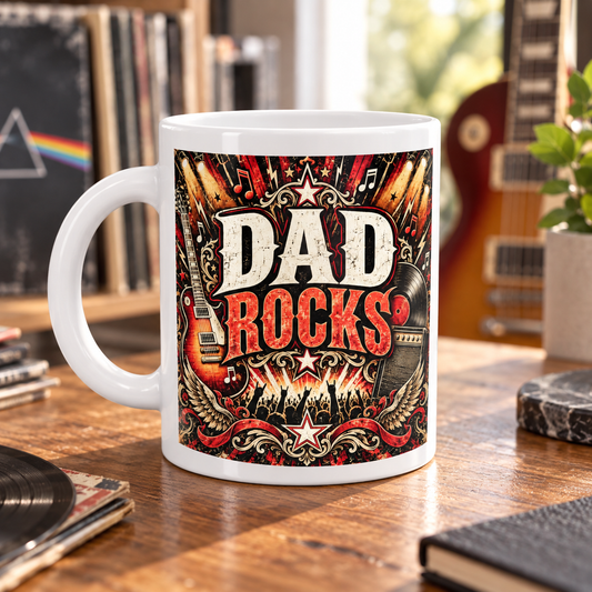Dad Rocks – Vintage Guitar Mug — front design