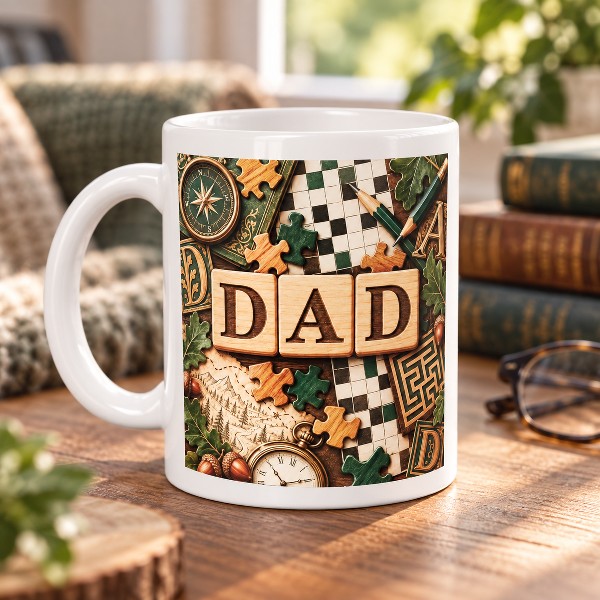 Dad – Word Game Champion Mug — front design