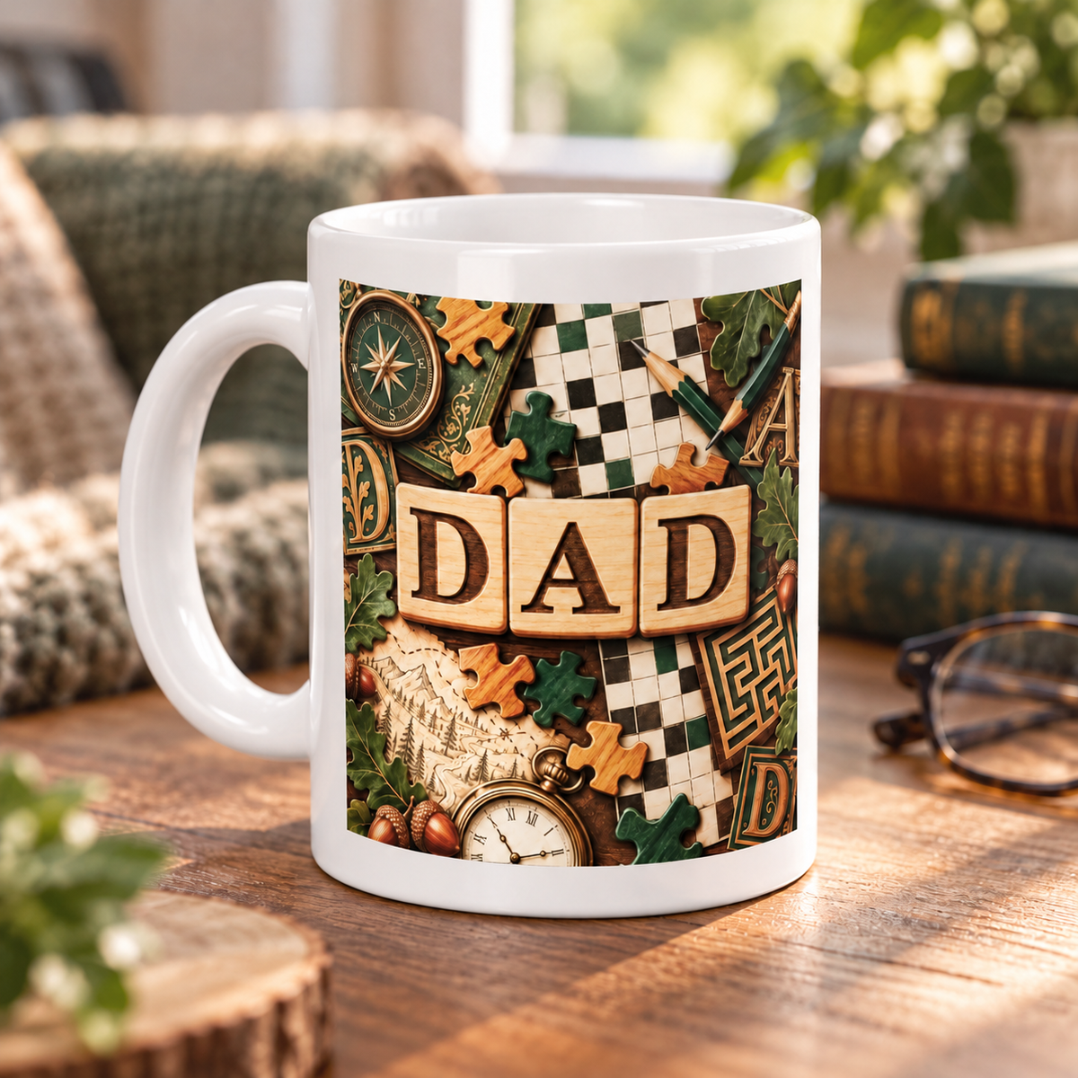 Dad – Word Game Champion Mug — angled view