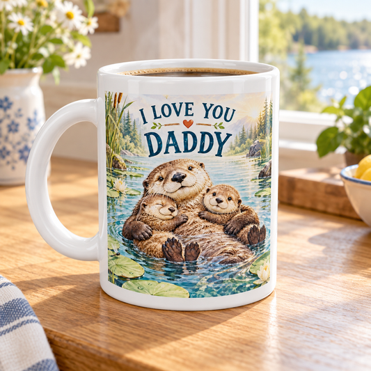 I Love You Daddy – Otter Family Mug — front design