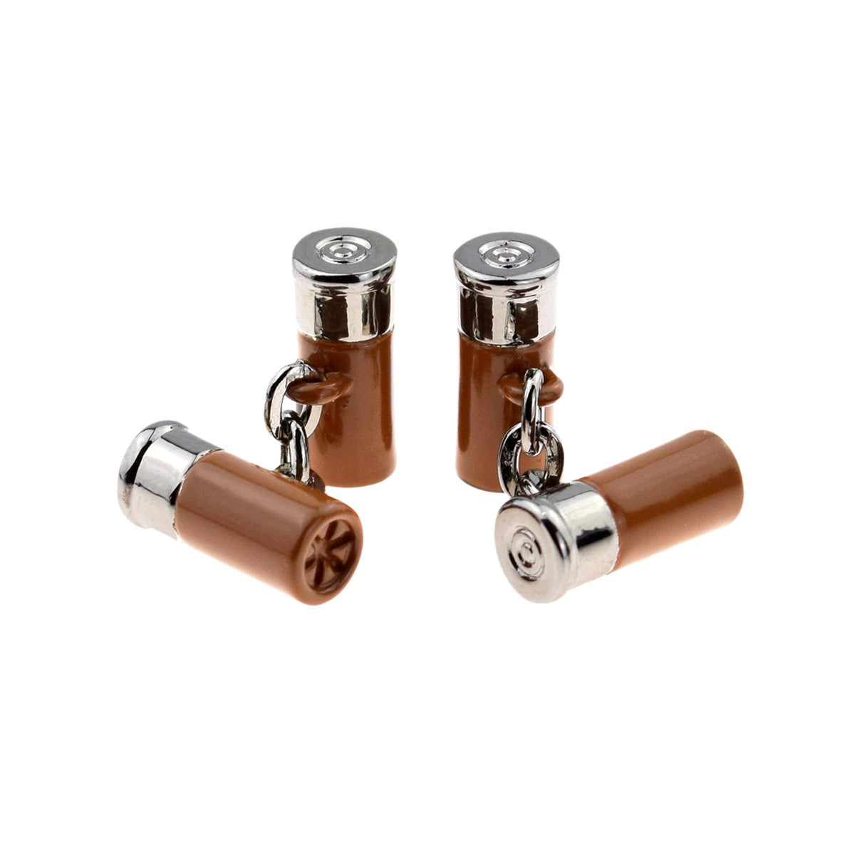 Silver & Brown Shotgun Cartridge Cufflinks | Ashton and Finch