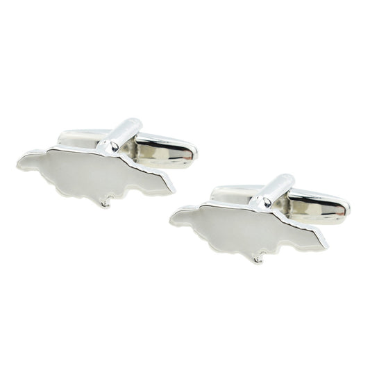 Outline Map of Jamaica Rhodium Plated Cufflinks | Ashton and Finch