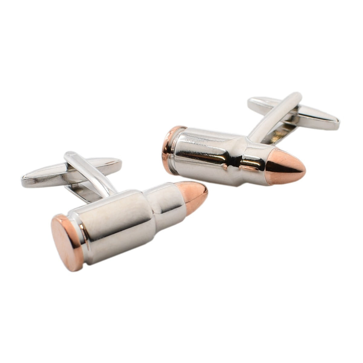 Rose Gold Ends Large Caliber Bullet Cufflinks | Ashton and Finch