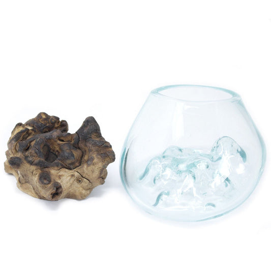 Molten Glass Small Bowl on Wood