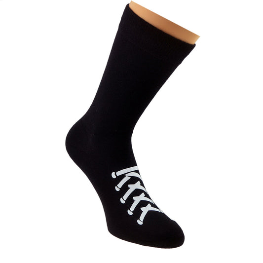 Bootlace Design Mens Black Socks| Ashton and Finch