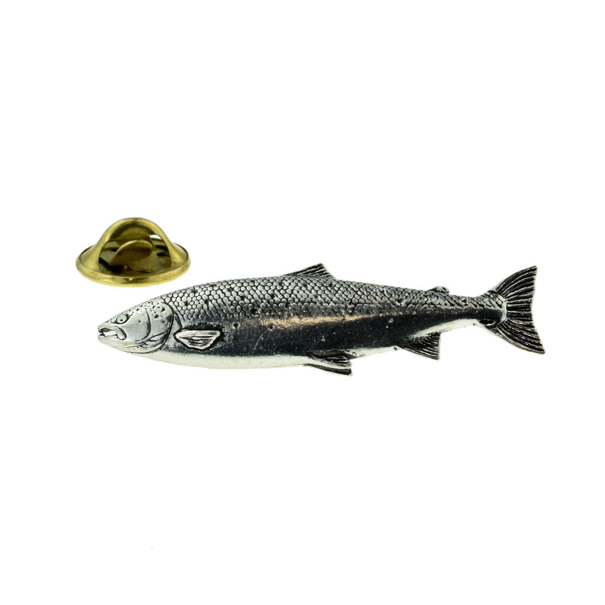 Atlantic Salmon Fish Lapel Pin Badge in pewter