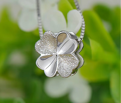 Clover Shamrock Necklace – 925 Silver 18-Inch Chain with Irish Symbol Pendant