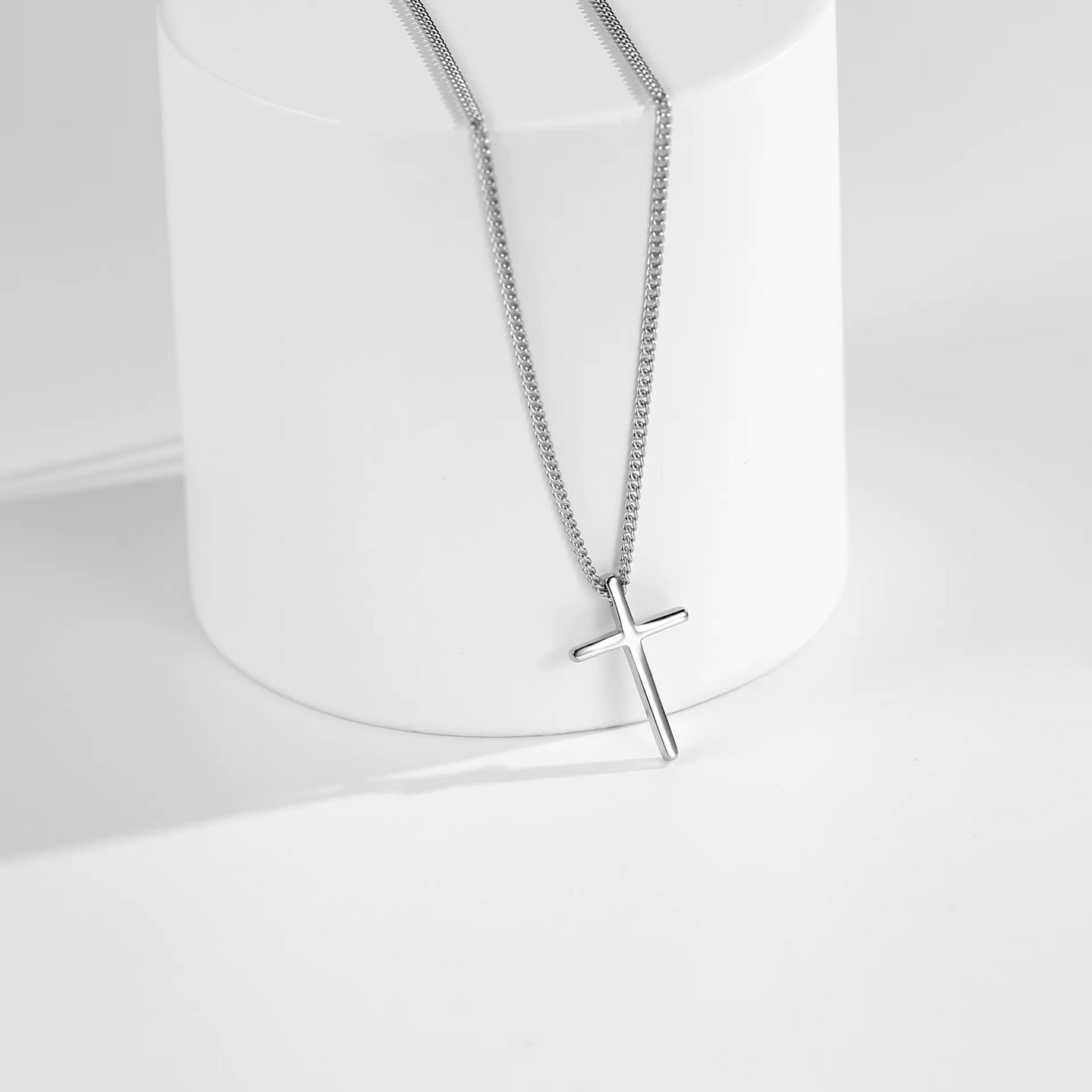 Religious Cross Necklace – 925 Silver 18-Inch Chain with Faith Symbol Pendant