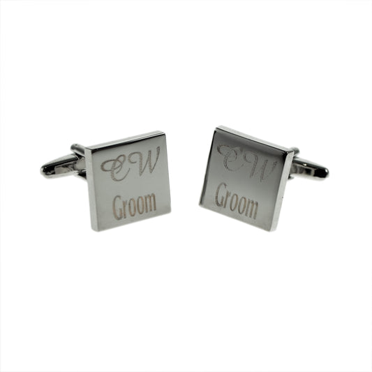 Deluxe Square Personalied Engraved Wedding Cufflinks | Ashton and Finch