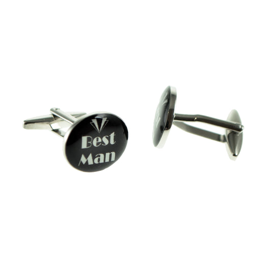 Black Oval Art Deco Wedding Cufflinks | Ashton and Finch