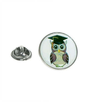 Graduation / Teacher Owl in Mortar Board Lapel Pin Badge