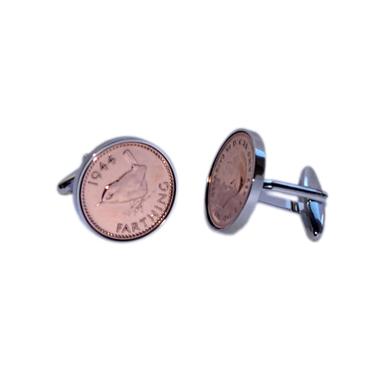 Rhodium Plated Cufflinks with Polished Farthings | Ashton and Finch