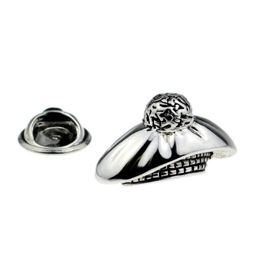 Rhodium Plated Tam-o-Shanter Scottish Hat Lapel Pin Badge