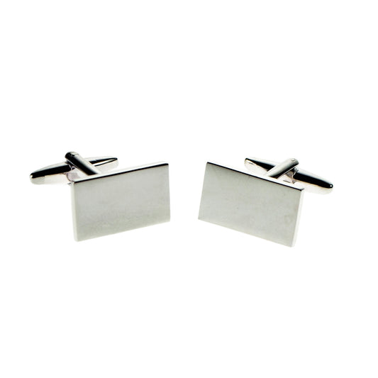 Silver Plated Rectangular Cufflinks 20x12mm Unboxed | Ashton and Finch