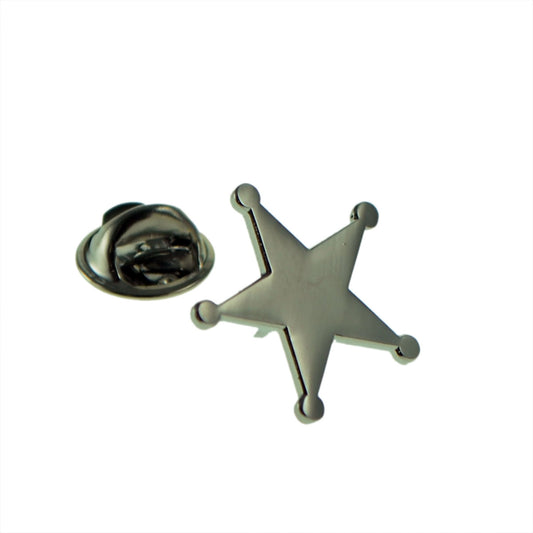 Sheriff Style Star Lapel Pin Badge in Gold or Silver