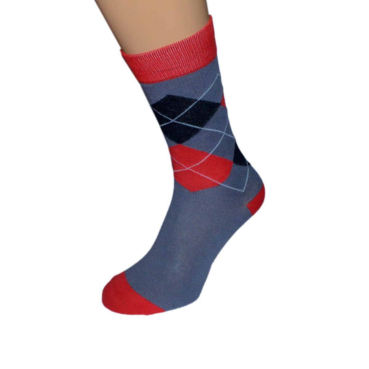 Red Diamond Pattern Bright Mens Socks| Ashton and Finch