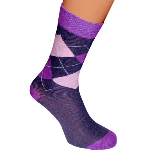Purple Diamond Pattern Bright Mens Socks| Ashton and Finch