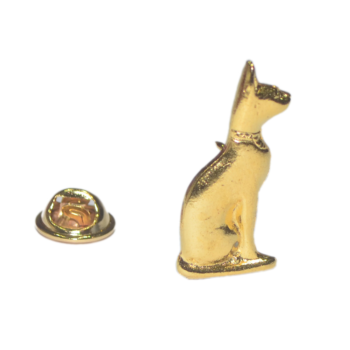 Gold plated Egyptian Style Cat Lapel Pin Badge