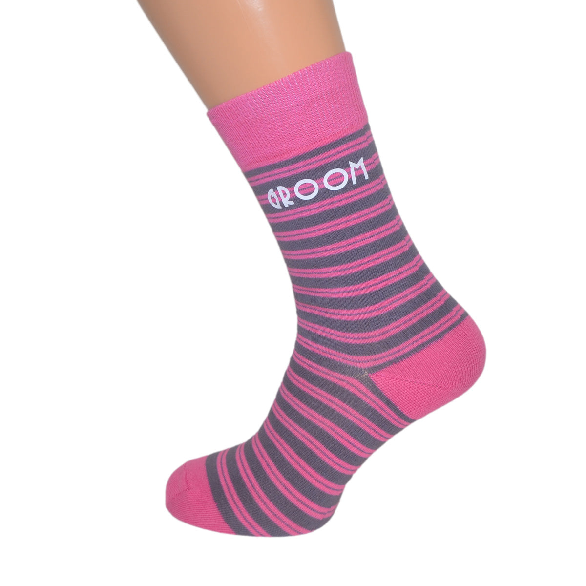 Hot Pink Funky Wedding Role Socks With Diamond Stripes Or Spots| Ashton and Finch