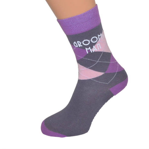 Wedding Socks Funky Purple Pattern Design