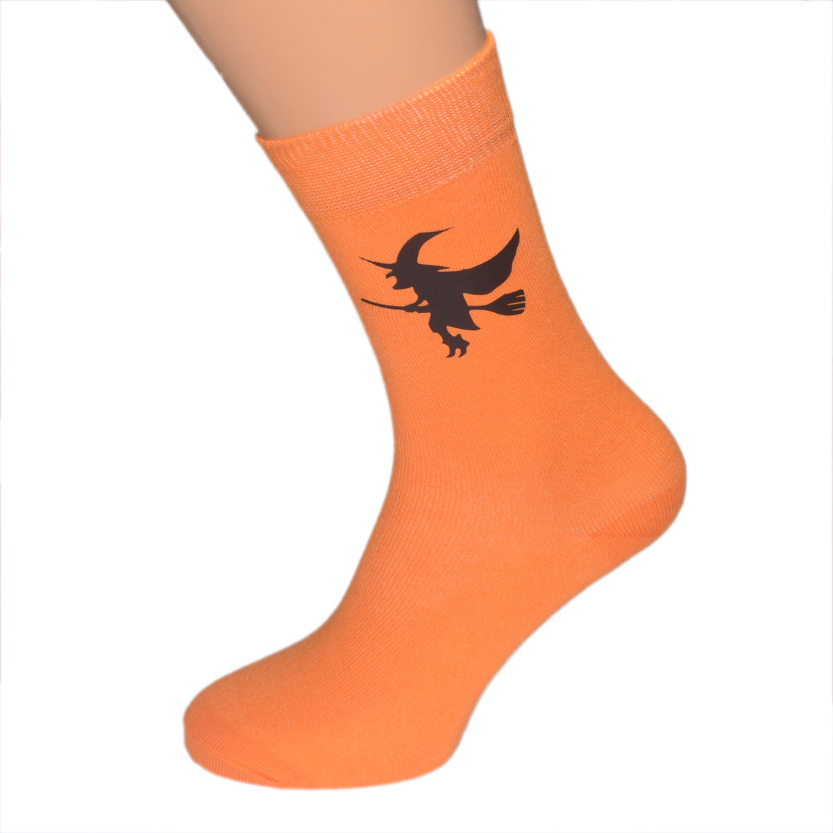 Halloween Witch On Broomstick Mens Orange Socks| Ashton and Finch