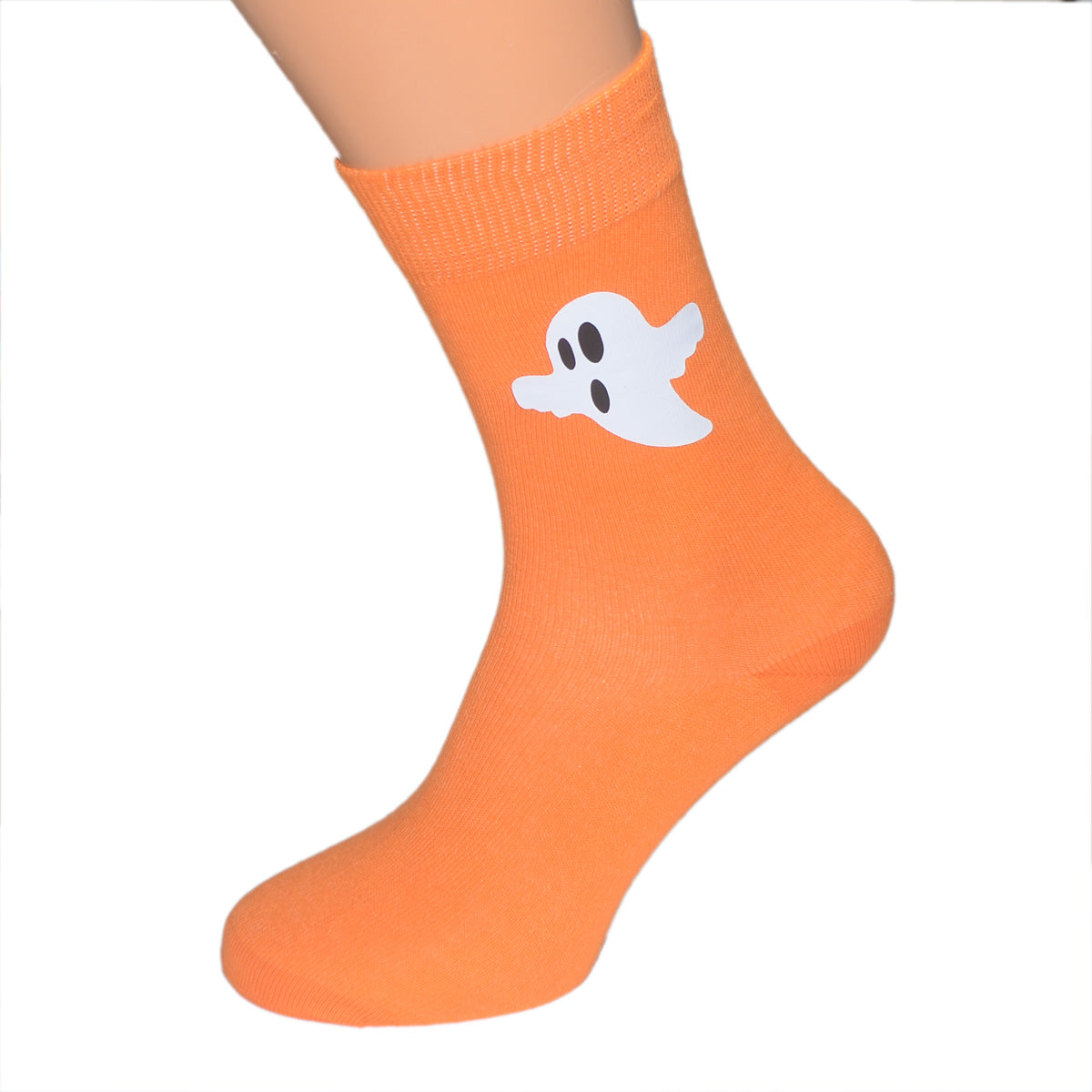 Halloween Glow In The Dark Ghost Mens Orange Socks| Ashton and Finch