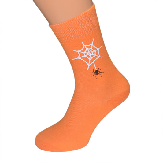 Halloween Spider In Web Mens Orange Socks| Ashton and Finch