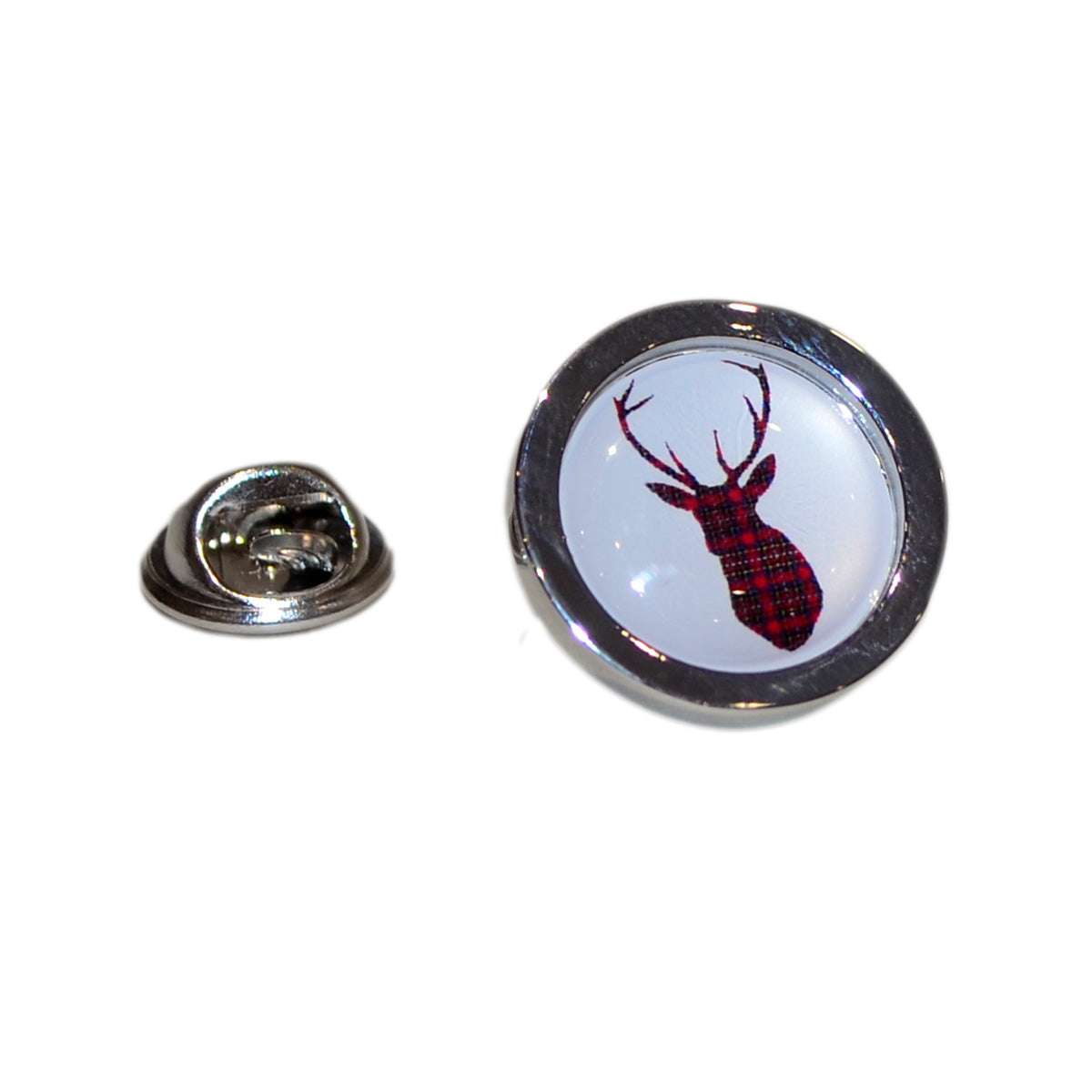 Royal Stewart Tartan Stag Lapel Pin Badge