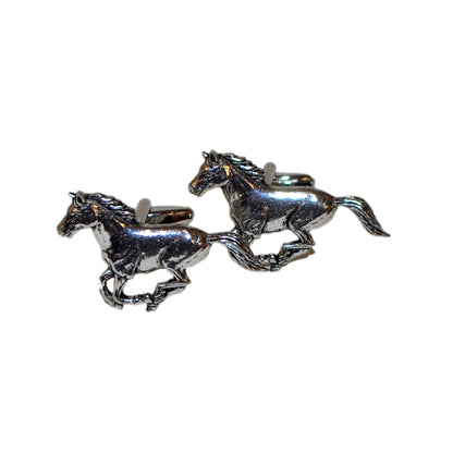 English Made Pewter Galloping Horse Equestrian Cufflinks | Ashton and Finch
