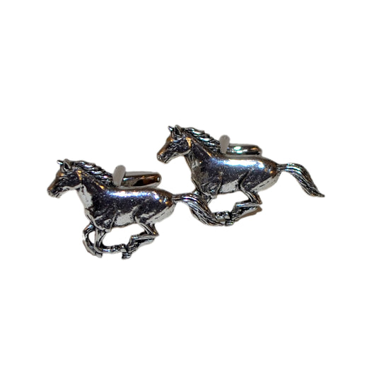 English Made Pewter Galloping Horse Equestrian Cufflinks | Ashton and Finch