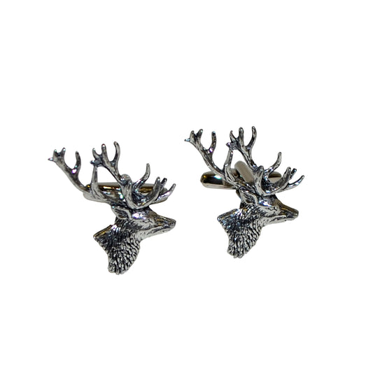 English Made Pewter Stags Head Cufflinks | Ashton and Finch