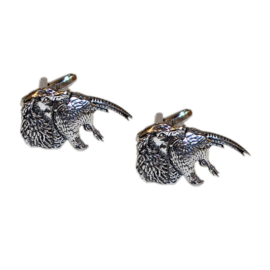 English Made Spaniel Dog & Pheasant Bird Pewter Cufflinks | Ashton and Finch