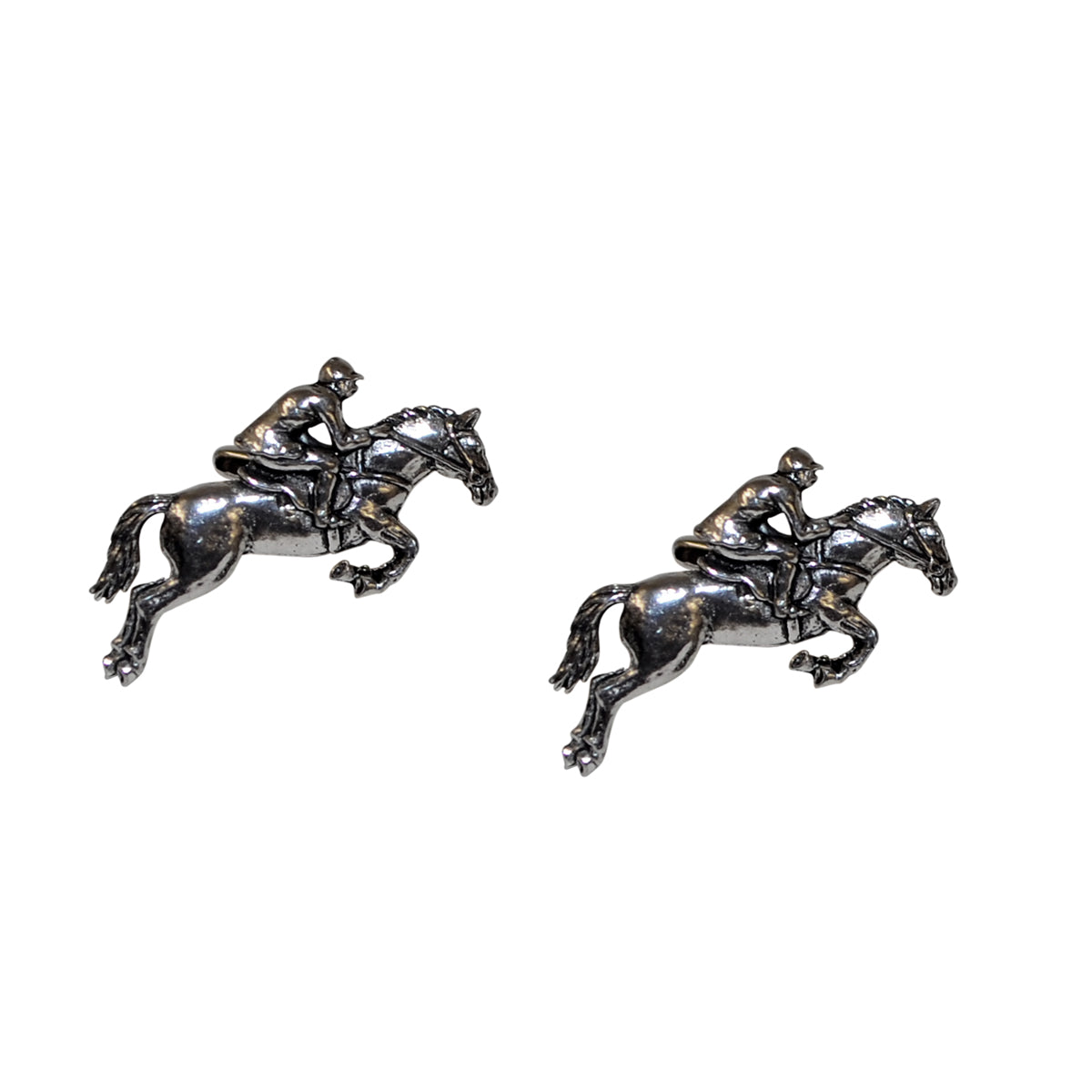 English Made Pewter Jockey on Horseback Equestrian Cufflinks | Ashton and Finch