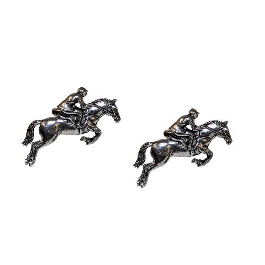 English Made Pewter Jockey on Horseback Equestrian Cufflinks | Ashton and Finch