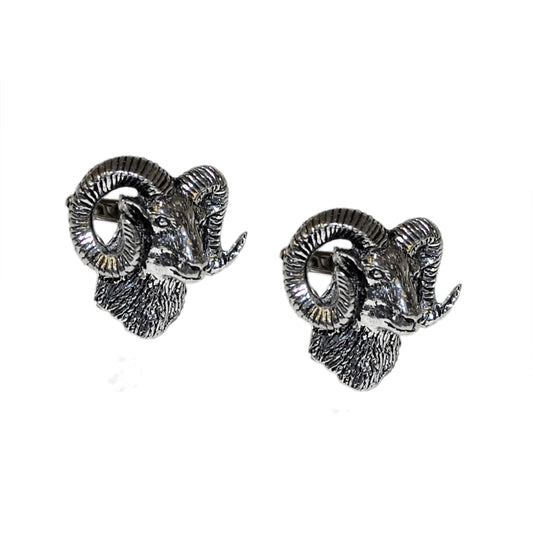 English Made Mouflon Rams Head Pewter Cufflinks | Ashton and Finch