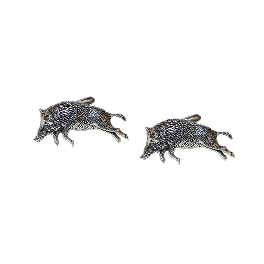English Made Running Boar Pewter Cufflinks | Ashton and Finch