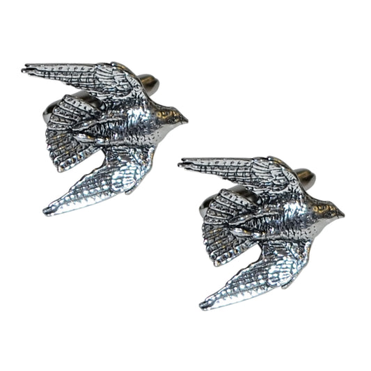 English Made Swooping Falcon Bird Pewter Cufflinks | Ashton and Finch