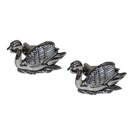 English Made Swan Bird Pewter Cufflinks | Ashton and Finch