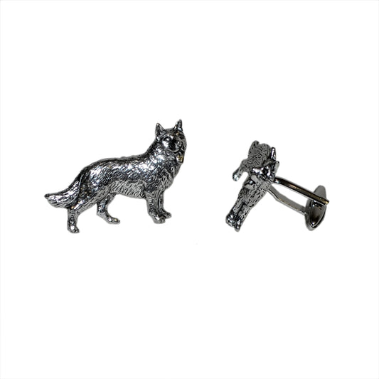 English Made German Shepherd Dog Pewter Cufflinks | Ashton and Finch