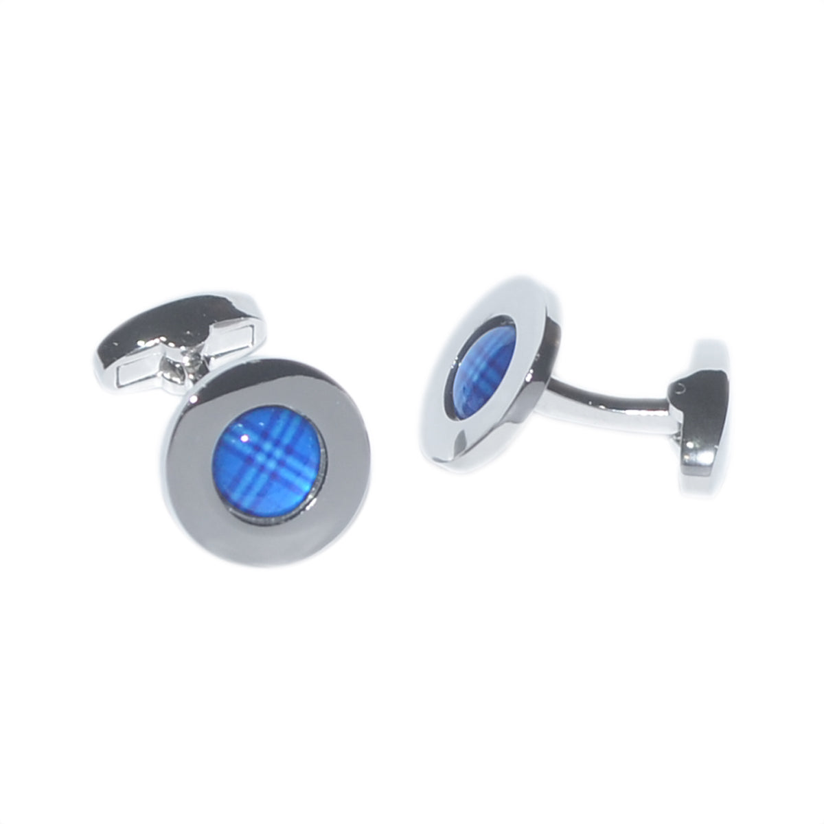 Rhodium Plated Saltire Tartan Centred Cufflinks | Ashton and Finch