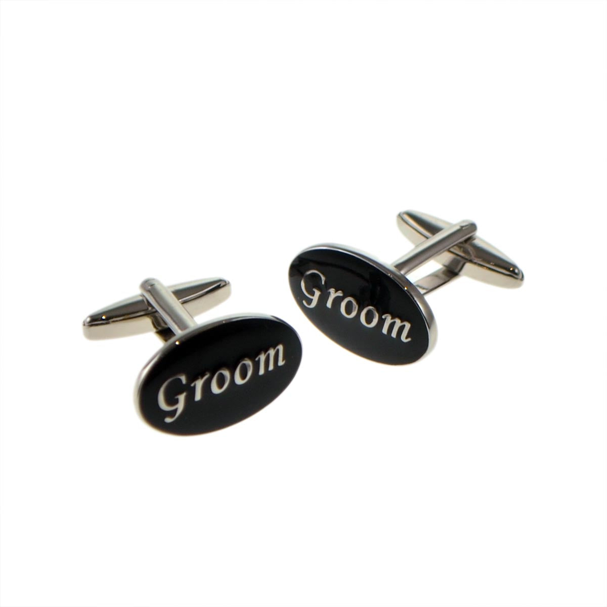 Black Oval Enamel Wedding Cufflinks | Ashton and Finch