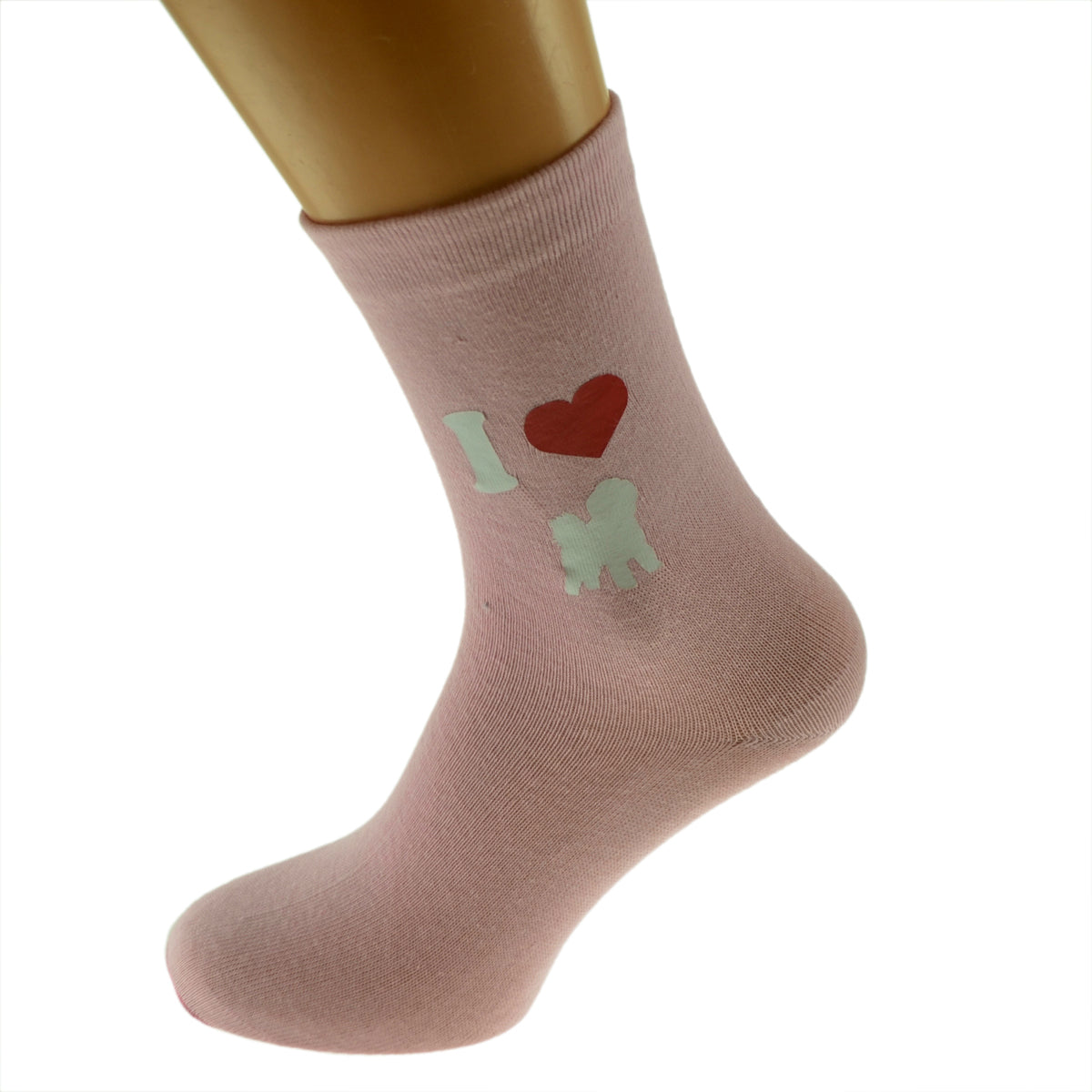 I Love Bichon Frise Ladies Pink Socks| Ashton and Finch
