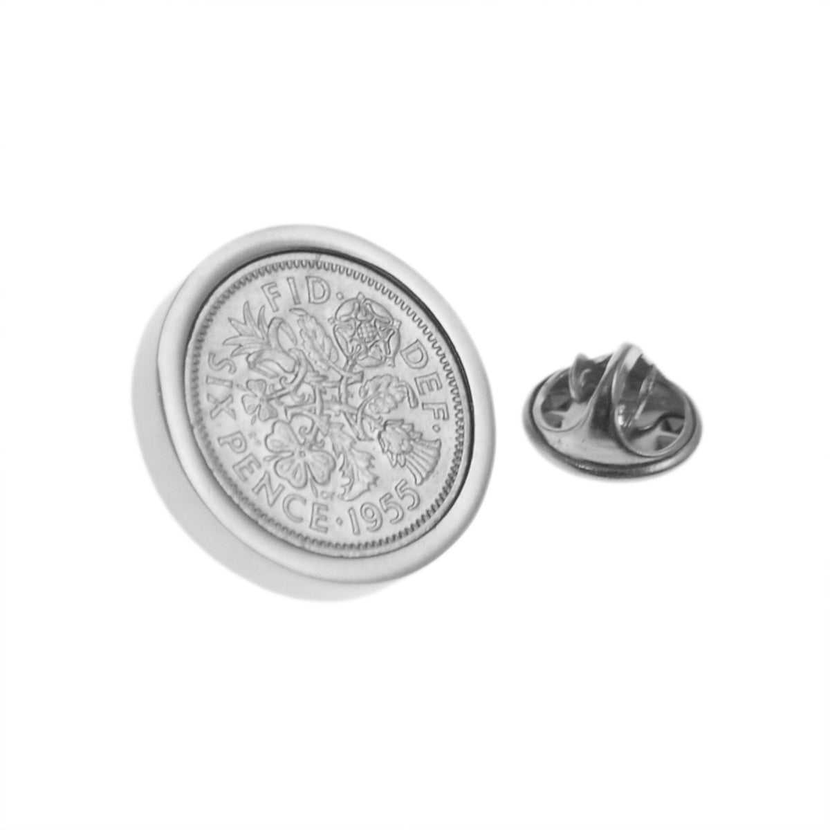 Lucky Sixpence Lapel Pin Badge Silver or Gold Finish