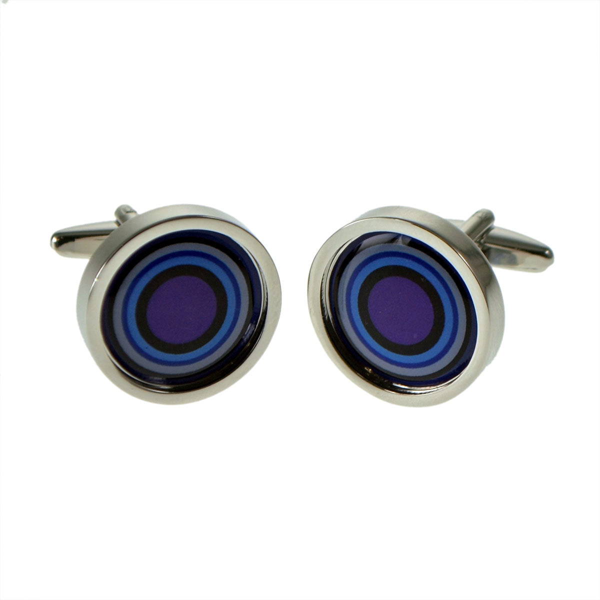 Concentric Circles Classic Cufflinks - Purple | Ashton and Finch