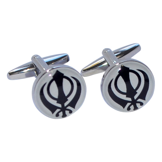 Khanda Emblem of Sikhism Round Cufflinks | Ashton and Finch